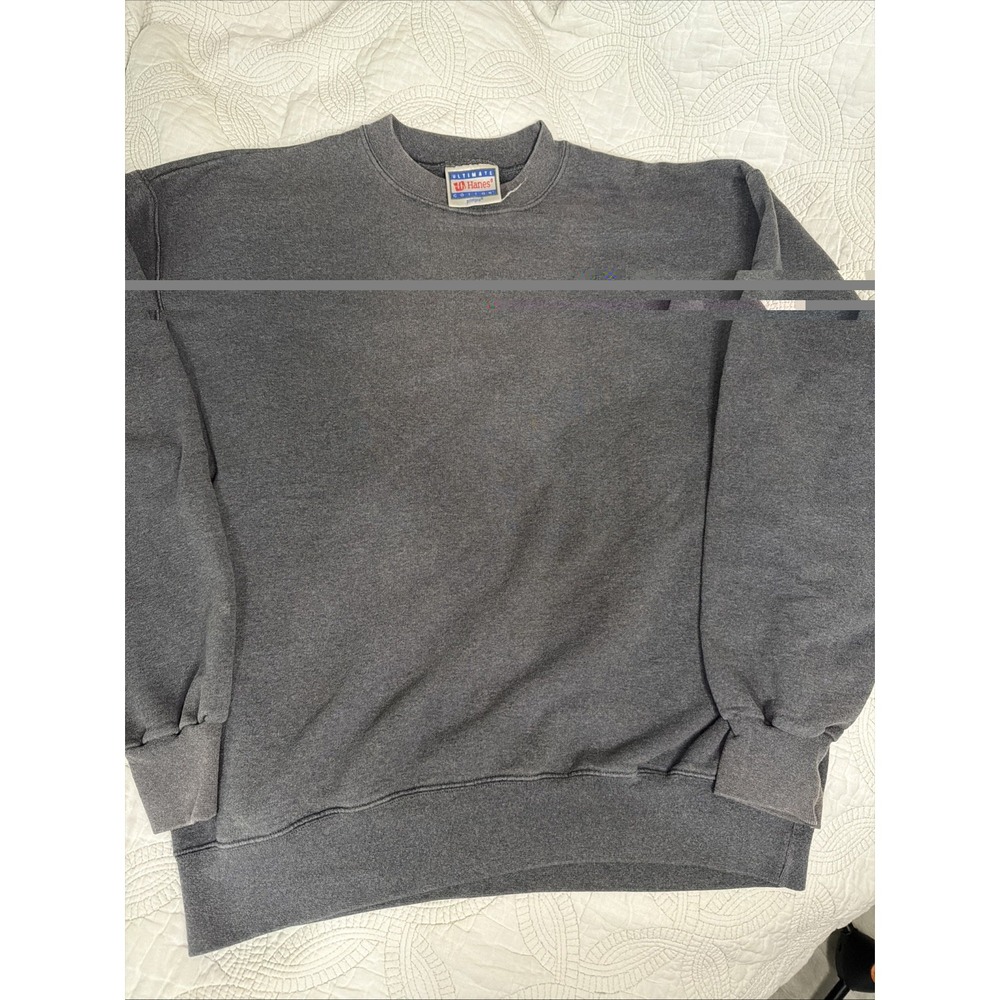 Vintage Hanes Sweatshirt Mens Large Gray Ultimate Cotton Crewneck Blank Printpr